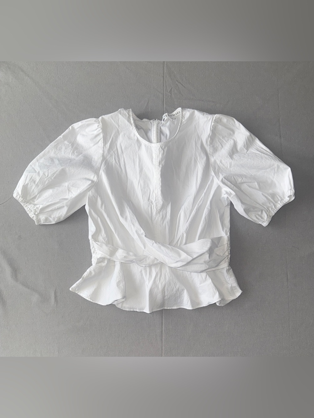 Veronica Beard White Arvilla Crisscross Short Sleeve Cotton Blouse - 8